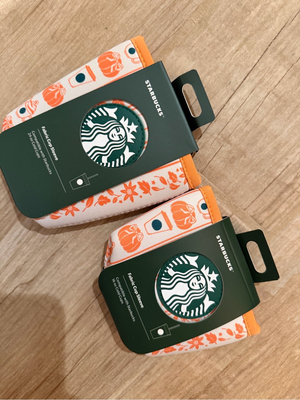 Disney Starbucks Orange Fall & Pumpkin Fabric Cup Sleeves - Pair